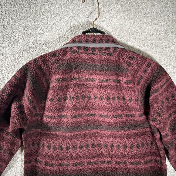 Carhartt Relaxed Fit Fleece Quarter-Snap Pullover Sz M Burgundy & Black Aztec - Picture 12 of 13